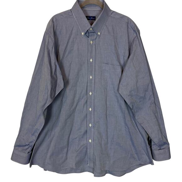 Tom James Shirt Mens Gray Chambray Pockets Long Sleeve Casual Button-Down - Picture 1 of 10